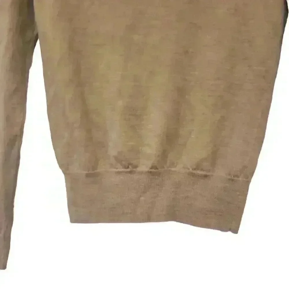J. Crew Women's Heather Tan Merino Wool Lightweight Knit Antique Lace Collar Lon